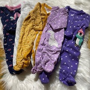 SOLD🔥 2 FOR $10! 🔥 GUC Set of 5 Baby footie pajamas sleepers size Newborn